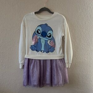 Disney White and Purple Stitch Sweatshirt Dress
